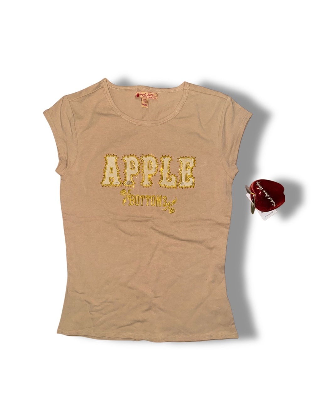 Apple Bottoms Beige Short-Sleeve Logo Tee with Yellow Embellishment